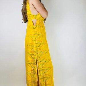 Indah Yellow Boho Cut Out Sleeveless Maxi Dress